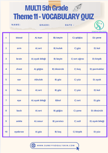 Multi English 5 - Theme 11 QUIZ